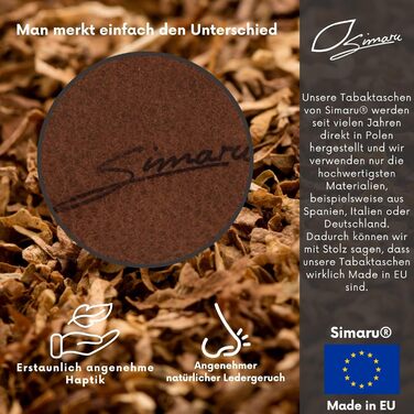 SIMARU Leather Tobacco Pouch for 30g Tobacco Bag, Roller Pouch made of Genuine Leather with Filter Compartment & Rolling Paper Holder (Brown)