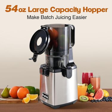 Шнекова соковижималка Fretta Slow Juicer з нержавіючої сталі для овочів та фруктів, Space Silver