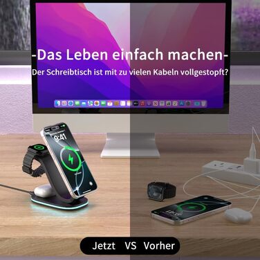 Зарядний станція Aimtel Schwanenhals 3-в-1 Qi2 MagSafe для Apple Watch, iPhone 17 Pro Max/17/16/15 та AirPods (30W, білий/чорний)