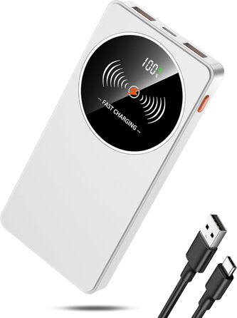 Портативний зарядний пристрій Power Bank Klein 10000mAh з USB-C, 3 порти, сумісний з iPhone 17/16/15/14/13 Pro Max Plus Mini та Android (білий)