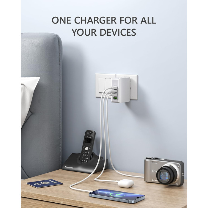 Універсальний адаптер LENCENT з USB-зарядкою 4 в 1, 22W (EU/US/UK/AU) для мобільних пристроїв