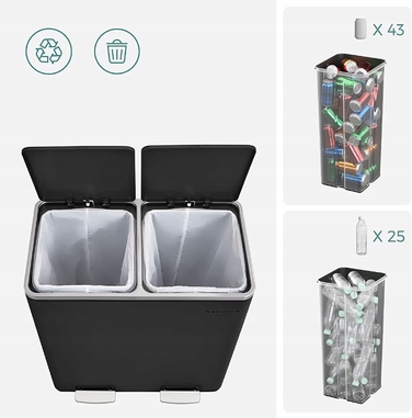 Контейнери для сортування сміття Songmics, 60 л, 2-секційні