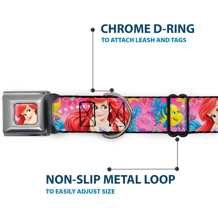 Нашийник для собак Buckle Down Ariel, рожево-блакитний, повний колір, розмір L (15-26 дюймів, 2.5 см)