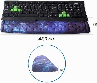 Ергономічна підставка під зап'ястя BRILA з ефектом пам'яті (Memory Foam) для PC, ноутбука та геймінгу, з перфорацією для вентиляції, Nebula Bundle