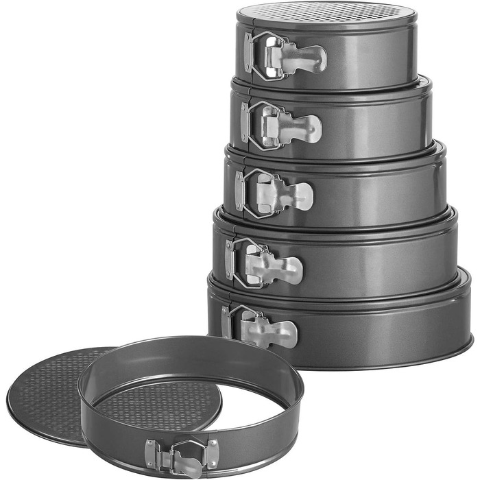 Набір форм для випічки тортів Rosenstein & Söhne (5 шт.) з антипригарним покриттям, діаметр 18/20/22/24/26 см