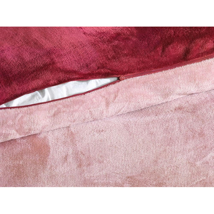 Комплект постільної білизни DreamHome Winter Wende з плюшем, 135x200, Nicky-Teddy, Cashmere Touch, кораловий фліс, колір: бордово-рожевий