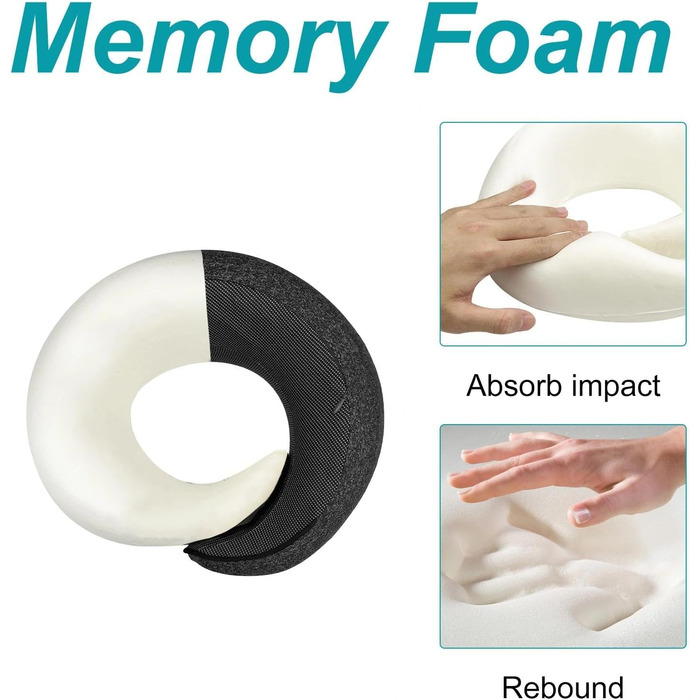 Подушка для подорожей з ефектом пам'яті Flugzeug Memory Foam: анатомічна, з навушниками, маскою для сну та чохлом для перенесення. Подушка для літака, авто, кемпінгу.
