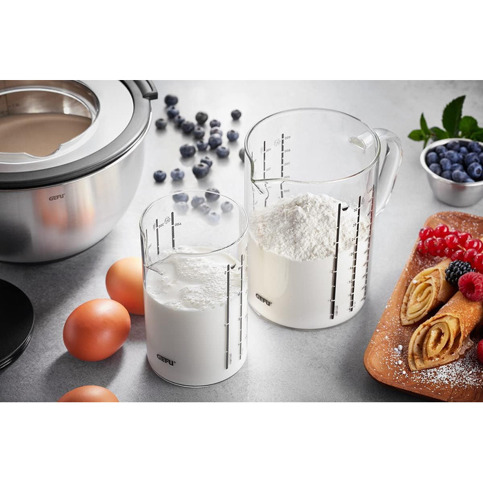 GEFU Measuring Cup Set made of Glass METI - 2-piece Set, 1000ml & 500ml, heat-resistant borosilicate glass, microwave and dishwasher safe