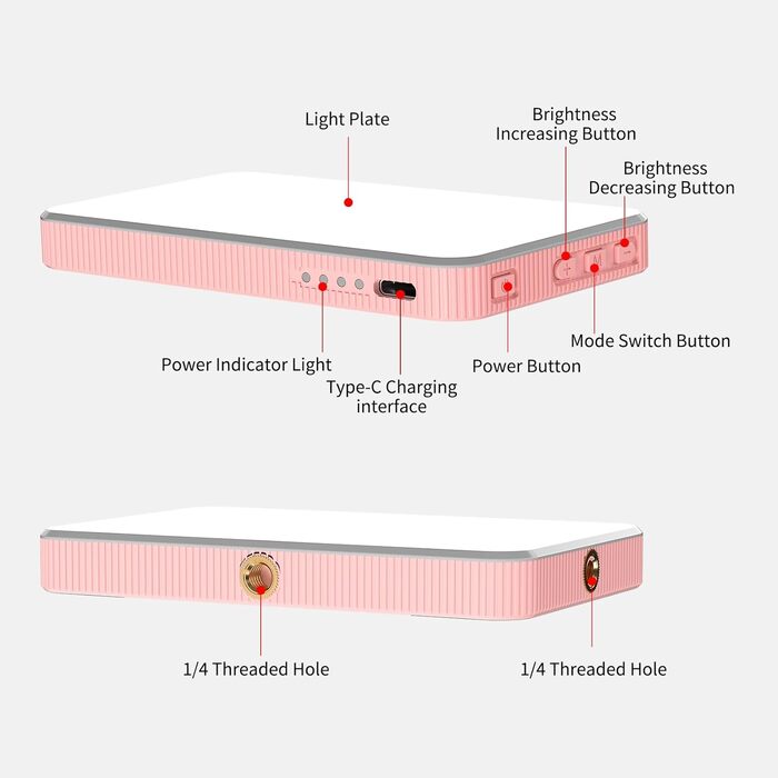 LED-відеолампа Newmowa NMW-80AI для селфі, TikTok, макіяжу та відеоконференцій (рожева)
