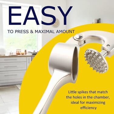 Преміум-прес для часнику з нержавіючої сталі – прес, подрібнювач та очищувач часнику, набір, стійкий до миття в посудомийній машині та корозії (Imperial Silver)