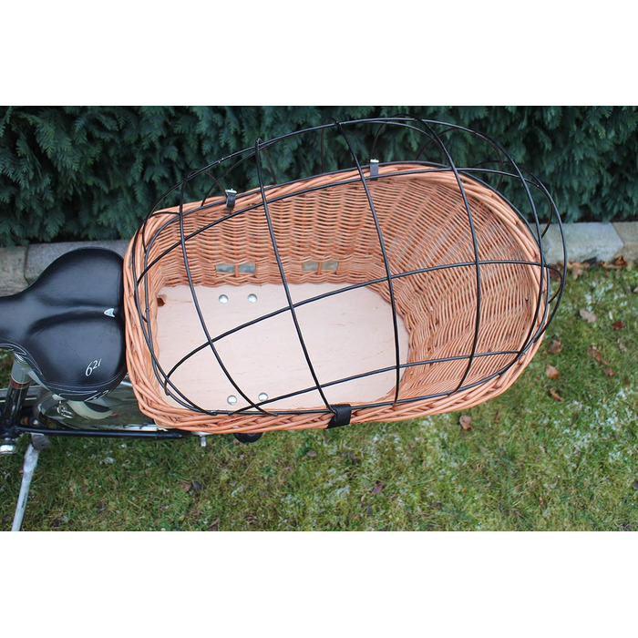 Корзина для велосипеда на багажник з лози з металевою сіткою та подушкою, XL або XXL. Підходить для перевезення багажу.