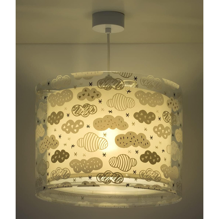 Dalber Kids Lamp Pendant Light Chandelier Clouds Grey Children's Room Lamp, 33 x 33 x 25 cm