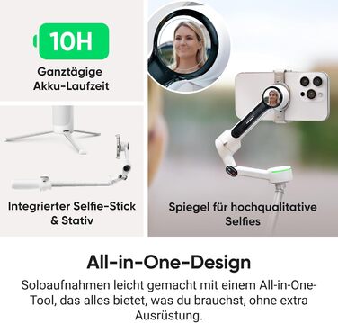 Insta360 Flow 2 Pro: Стабілізатор для смартфона (iPhone & Android), комплект для контент-мейкерів, сірий