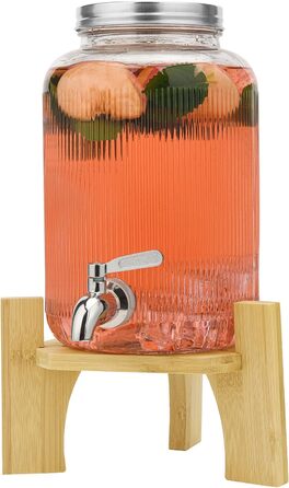 Скляний диспенсер для напоїв на 4 літри (2 шт.) з краном та підставкою - для вечірок, коктейлів, соків, води