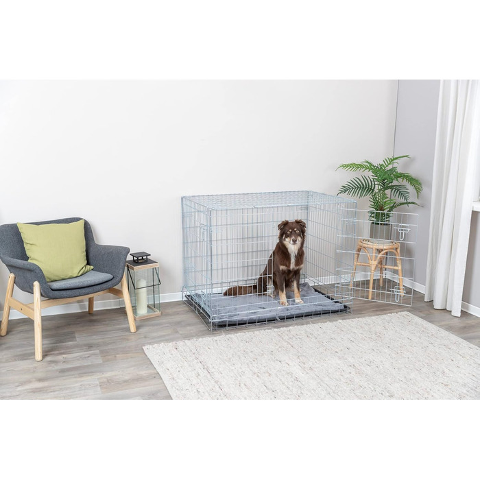 Тріксі переносна будка для собак Home – XL: 116 × 86 × 77 см – складана переноска з 2 дверцятами та надійними засувами, зцинкована транспортна переноска зі стабільною піддоном для дому та подорожей – 3926 L 79 x B 15 x H 118 см срібна
