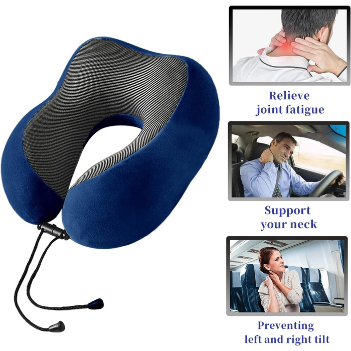 Подушка для шиї Poligono для подорожей: м'яка, комфортна, з піною з пам'яті, компактна, блакитна