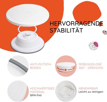 Wenburg Набір для приготування тортів: поворотна платформа, аксесуари (стійка, шпатель, підставка), E-book