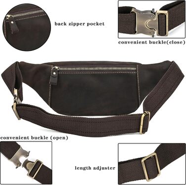 Чоловіча/жіноча поясна сумка з екошкіри в стилі вінтаж, чорна (1034 Темно-коричнева)