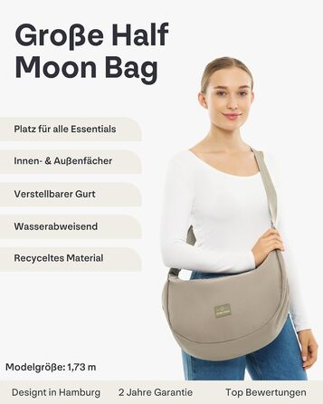 Сумка через плече Johnny Urban Ally Medium Desert Grey 10л - Унісекс, Місячна форма, Водовідштовхувальна