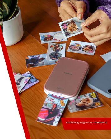 Canon Zoemini 2: Портативний фотодрук, Bluetooth 5.0, USB-C зарядка (Рожеве золото)