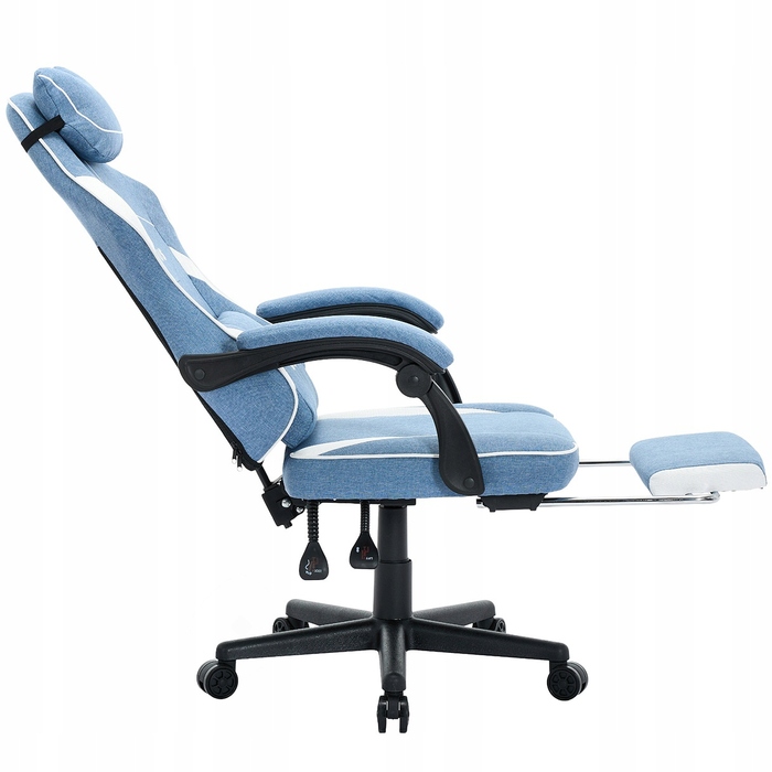 Ігрове крісло DEUS Edge Light Blue з підніжкою, тканина