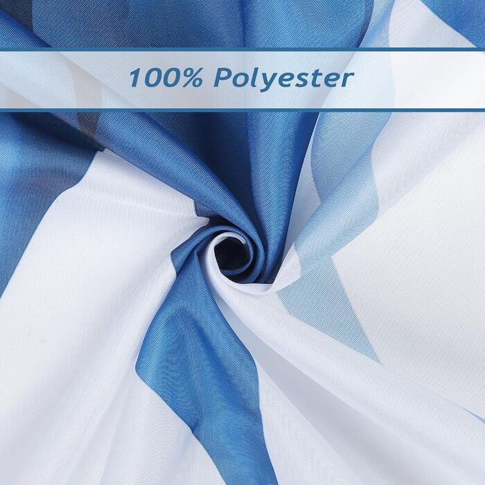 Шторка для душу Bonhause 180x180 см, водовідштовхувальна, антигрибкова, смугаста, поліестер, з кільцями (12 шт.), блакитна