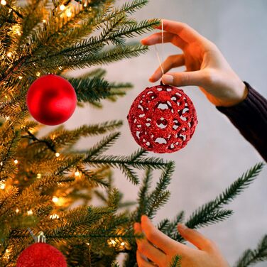 Новорічні кулі 50 шт. 3/4/6 см, блискучі кулі для прикраси ялинки, пластикові, червоні