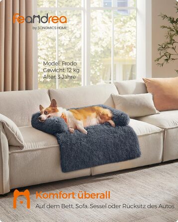 Ліжко для собак Feandrea FluffyHug, м'яка плюшева, 80x75x16 см, сірий Ombré, для собак малого та середнього розміру