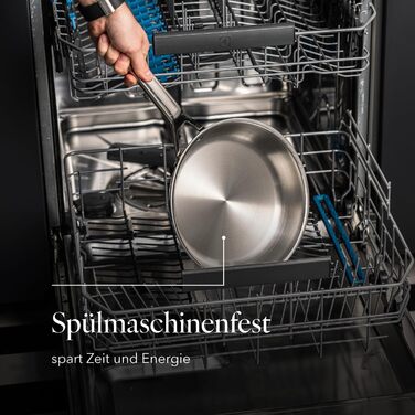 Набір сковорідок Florina Lucida (3 шт.) з нержавіючої сталі | 20, 24, 28 см | 3-шарова конструкція | Алюмінієвий сердечник | Для духовки | Ергономічна ручка | З дзеркальним блиском | Для всіх типів плит