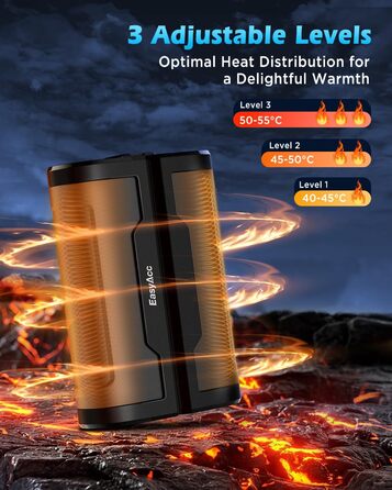 Електричні грілки для рук EasyAcc 10000mAh (2 шт.), 3 режими нагріву, LED-дисплей, для кемпінгу, полювання, гольфу, Рейно