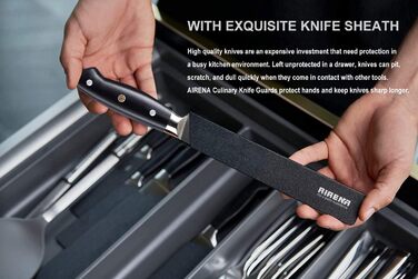 Ніж Santoku AIRENA 7 дюймів - Японський стиль, високоякісна сталь X50CrMov15, повний хвостовик, ергономічна ручка, подарункова коробка