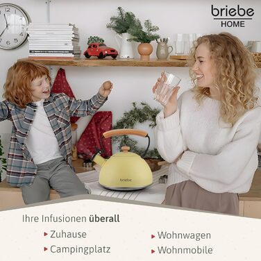 Чайник Induktion Retro 2.3L Edelstahl з ручкою Cool-Touch, жовтий, для чаю та кави
