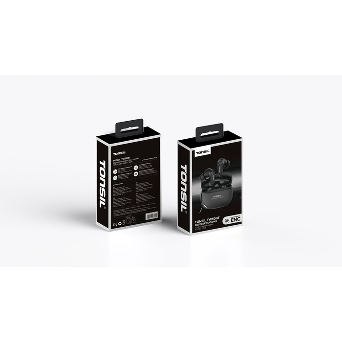 Бездротові вакуумні навушники TONSIL TW50BT Bluetooth, чорні