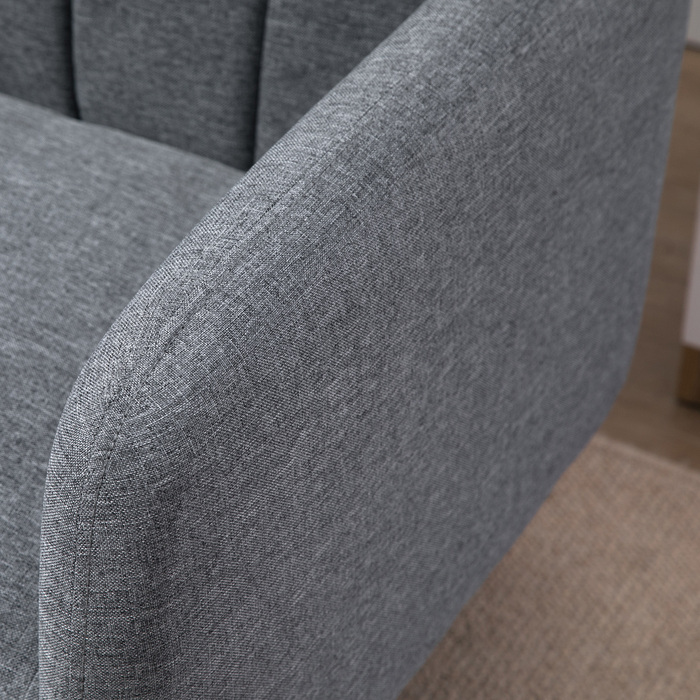 HOMCOM Sleeper Sofa, Convertible Sofa for 2 People, Sofa Bed with Sleeping Function, Linen-like Polyester, Rubber Wood, Grey, 173x75x73cm | Aosom