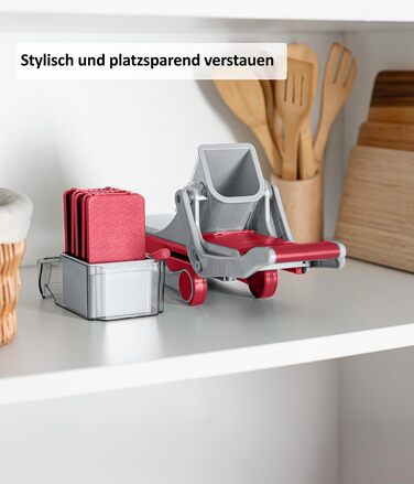 Nicer Dicer Mandoline Vegetable Chopper - 12-Piece Set with Interchangeable Blades - Vegetable Slicer, Julienne Cutter, Cucumber Slicer - Turquoise/Green (Red/Gray)