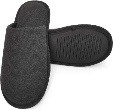 Чоловічі халапи Оofoot з бавовни, зручні домашні тапочки, Memory Foam, плоскі, пранні, Slip-on, для дому (45/46 EU, вугільно-сірий)