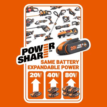 WORX WG583E.9 40V(2x20V) Cordless Leaf Blower/Vacuum - 2 in 1 for Raking & Vacuuming Leaves - 35L Collection Bag - No Battery or Charger Included, Black / Orange