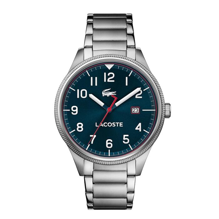 Годинник чоловічий Lacoste Continental Quartz срібний з браслетом з нержавіючої сталі 2011022