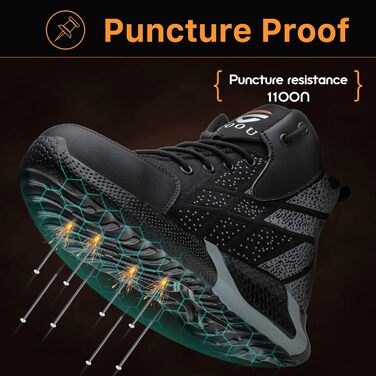 Зручні захисні черевики для чоловіків та жінок. Легкі робочі черевики з металевим підноском, спортивного стилю, антиковзаюча підошва, дихаючі, розміри 37-46 EU, зелені (43 EU, чорні)