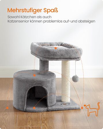 Драбина для котів Feandrea, кігтеточка з сизалю, платформа з м'якою оббивкою, для кошенят, сіра PCT50W