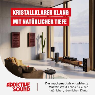 Акустична панель Addictive Sound AbFuser Wood для шумоізоляції, дерев'яна панель для студії, дому та офісу, 100x50x11,5 см, коричнева