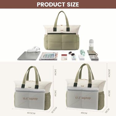 Сумка для ноутбука LOVEVOOK для жінок (бобово-бежева, 15.6 дюймів)