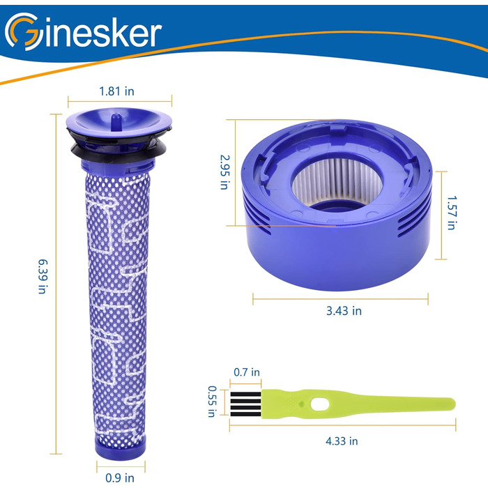 Фільтри для пилососа Dyson V7 V8: комплект 2 HEPA-фільтри після двигуна та 2 попередні фільтри. Оригінальні DY-96566101, DY-96747801