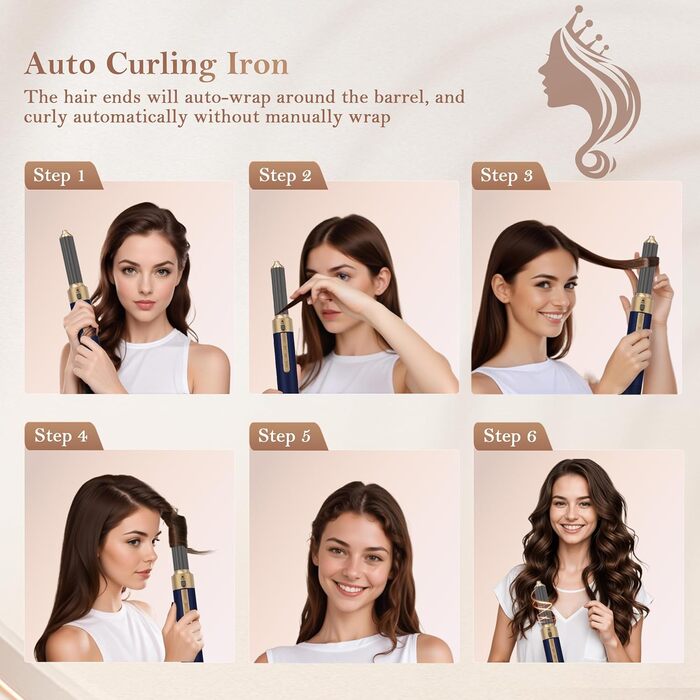 Мультистайлер для волосся 6-в-1: фен, плойка, круглі щітки, брашинг, термощітка, 1350W