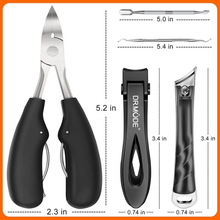 Професійний кусачка для нігтів DRMODE для товстих нігтів з довгим вигнутим важелем, для літніх людей, з широким отвором