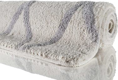 Homie Living Bath Mat, Non-Slip and Washable Fluffy Rug with Soft Pile, San Bosa (60 x 100 cm, Beige Grey) Beige Grey 60 x 100 cm