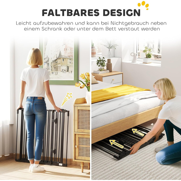 Захисне ґратка для собак PawHut - відбійник для дому, 3 панелі, чорний (202.5 x 76 см)