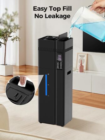 Зволожувач повітря великого приміщення 13л з аромадіфузором, 800ft², 100 годин роботи, автоматичне регулювання вологості, верхнє заповнення, тихий (35dB), режим сну, таймер 24 години