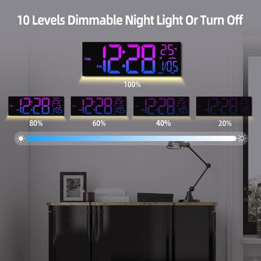HAITANG Wall Clock Digital - 8 Colors Digital Wall Clock 16.2