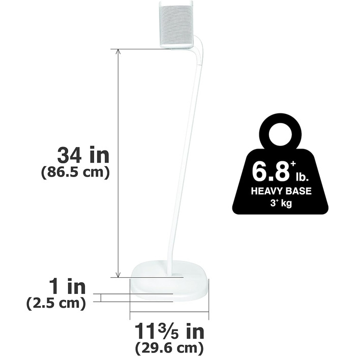 Стійка GT STUDIO для SONOS One, One SL, Play:1, Play:3. Преміум дизайн, приховане кабельне підключення, важка основа (пара, білий)